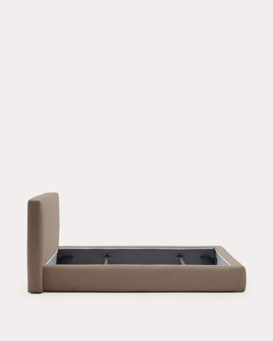 Japandi Bett mit Bettkasten 180x200 cm Braun