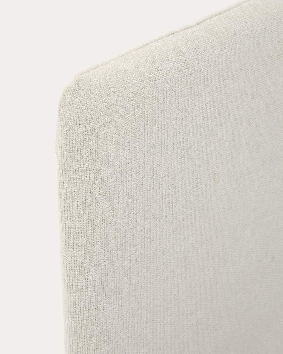 Japandi Bett „Perle" aus Buchenholz – Chenille-Bezug, 180x200 cm