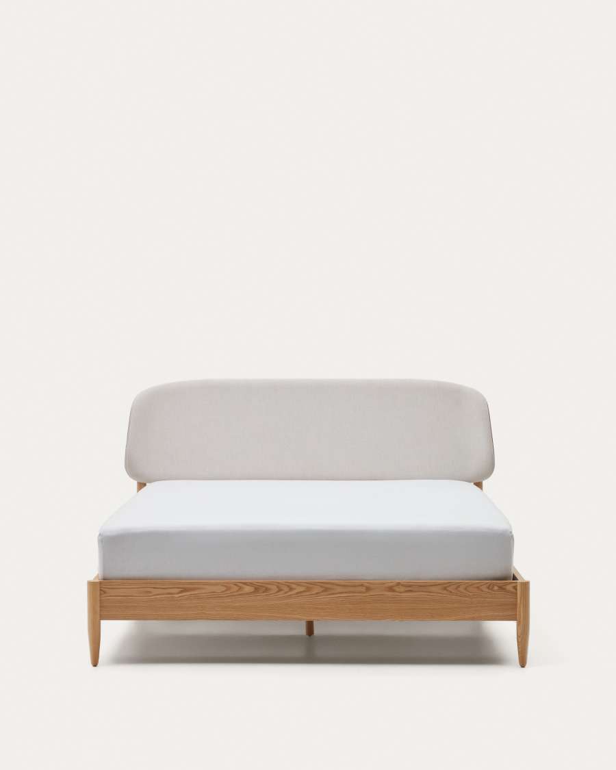 Japandi Bett aus Eichenholz Hellbraun 180x200 cm