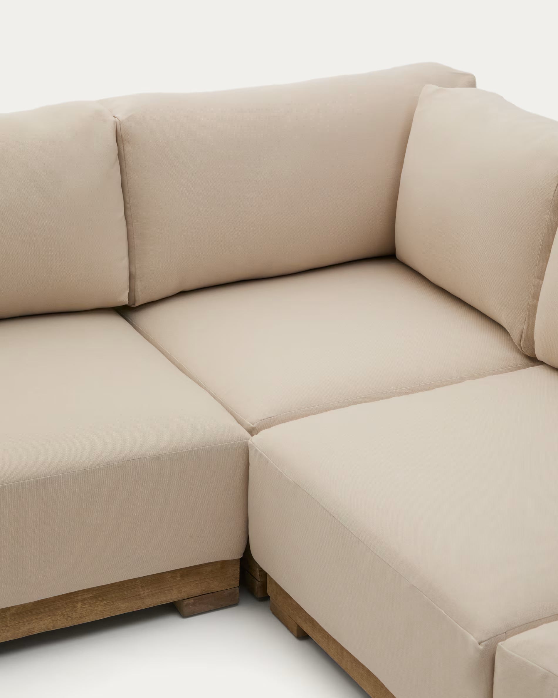 Ecksofa Japandi Akazienholz Hell 5-Sitzer