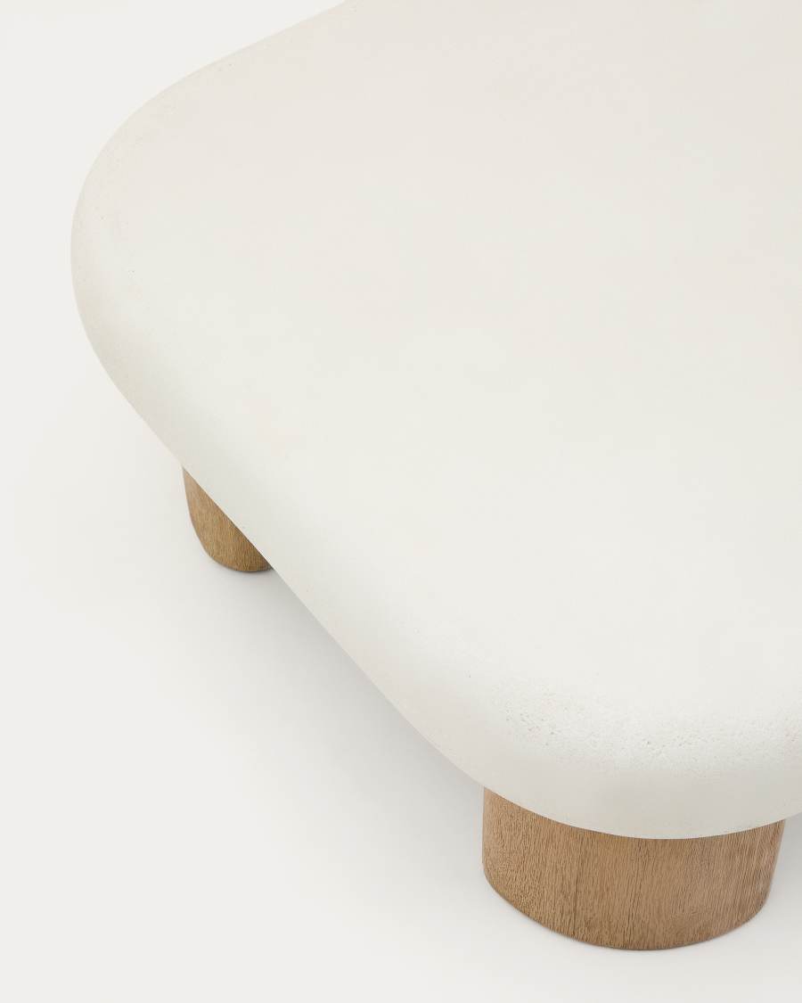 Couchtisch Japandi Zement Akazienholz 140x70 cm