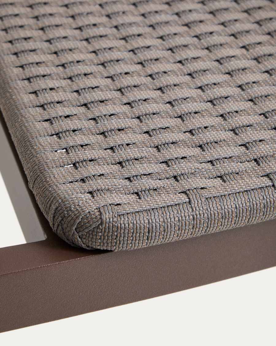 Japandi Outdoor-Stuhl aus Aluminium und Seil, Braun