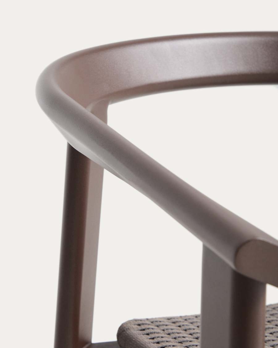 Japandi Outdoor-Stuhl aus Aluminium und Seil, Braun