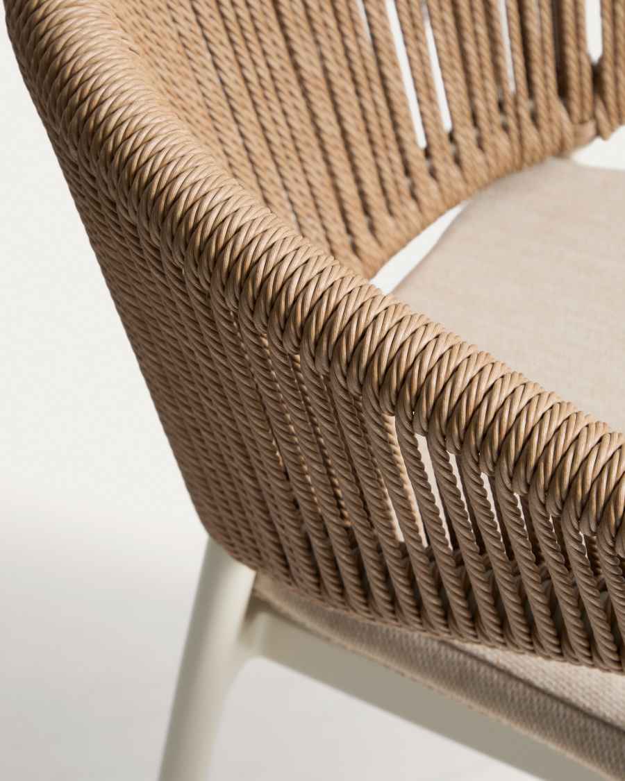 Japandi Stuhl Ecru | Aluminium & Seil in Braun