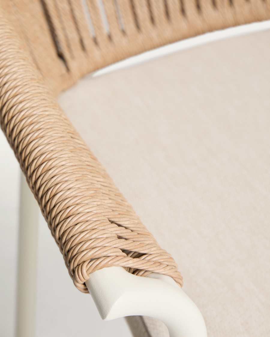 Japandi Stuhl Ecru | Aluminium & Seil in Braun
