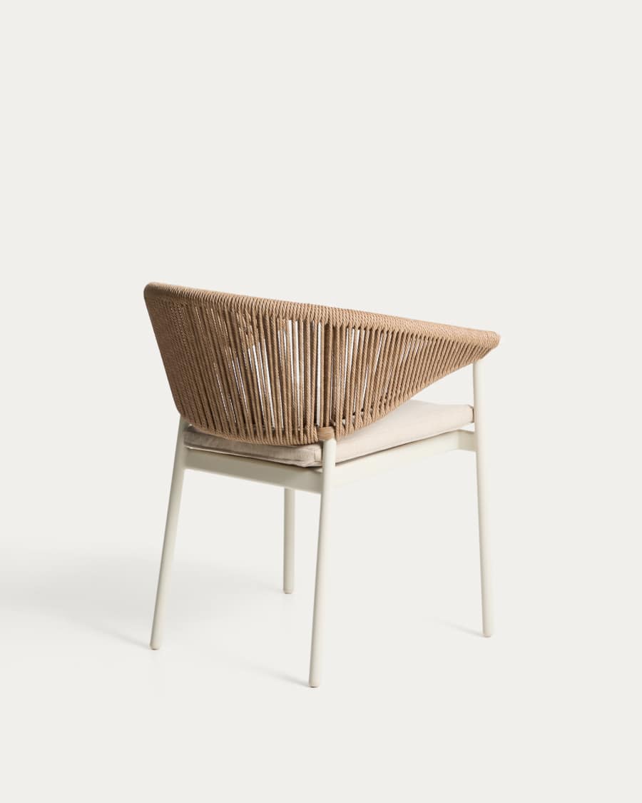 Japandi Stuhl Ecru | Aluminium & Seil in Braun