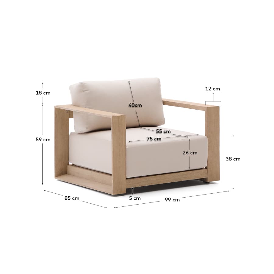 Sessel Japandi Akazienholz Hell