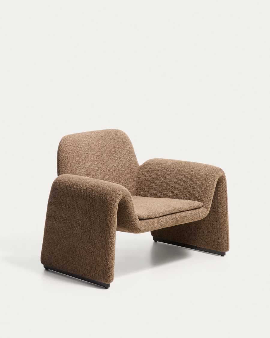 Sessel Japandi Schokoladenbraun Chenille