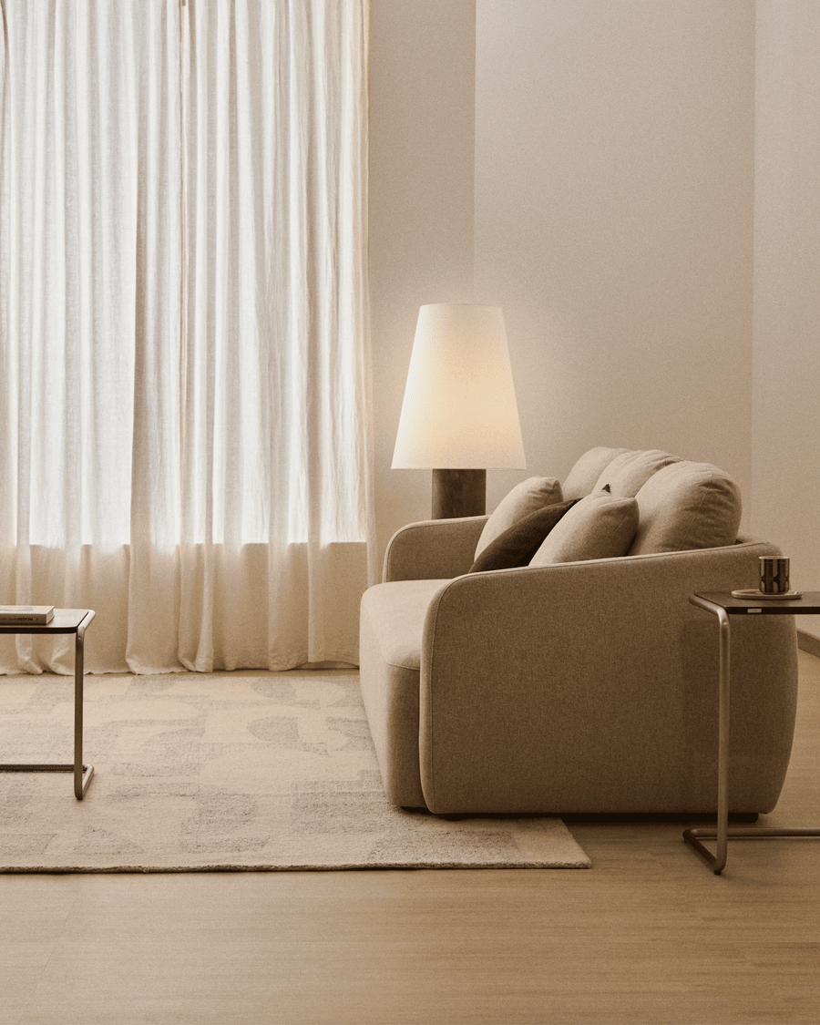 Bettsofa Japandi Beige Chenille 3-Sitzer