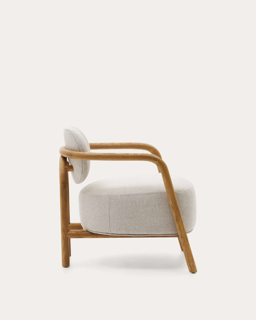 Sessel Japandi Beige Eichenholz Natur