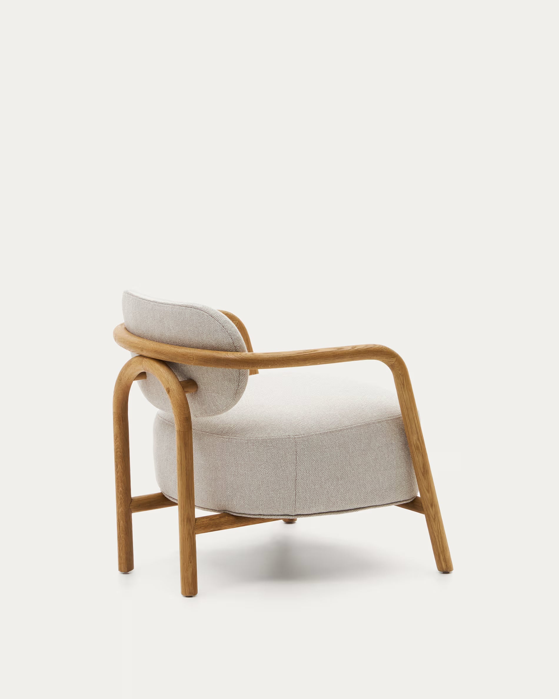 Sessel Japandi Beige Eichenholz Natur