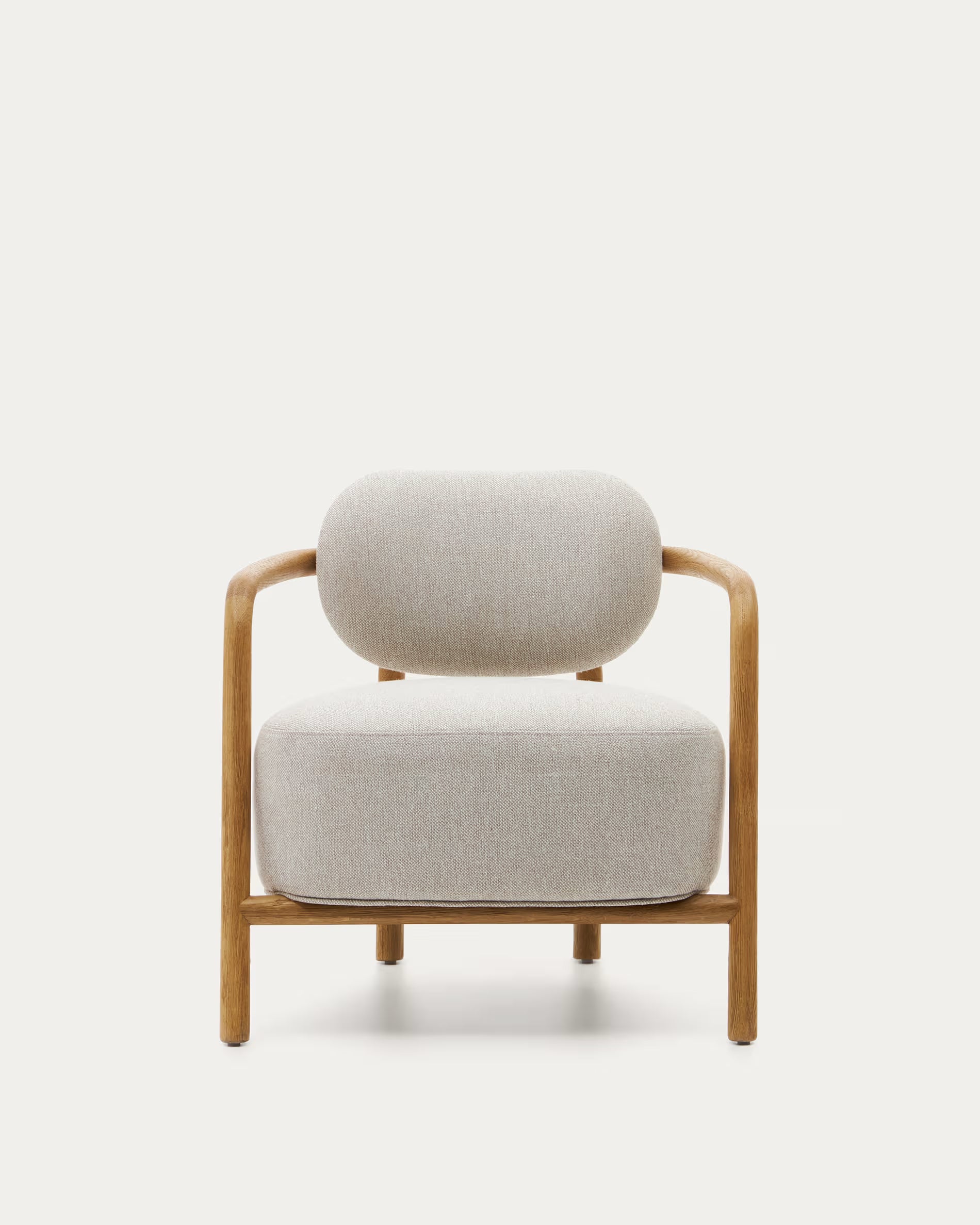Sessel Japandi Beige Eichenholz Natur