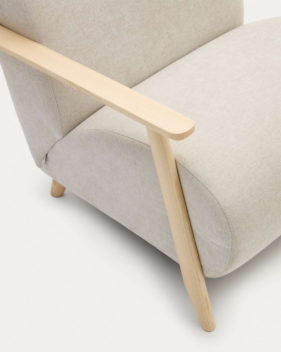 Sessel Japandi Perlen-Chenille Eschenholz Natur – Meghan