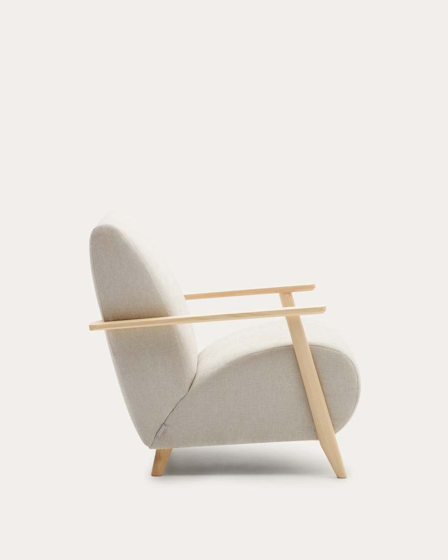 Sessel Japandi Perlen-Chenille Eschenholz Natur – Meghan