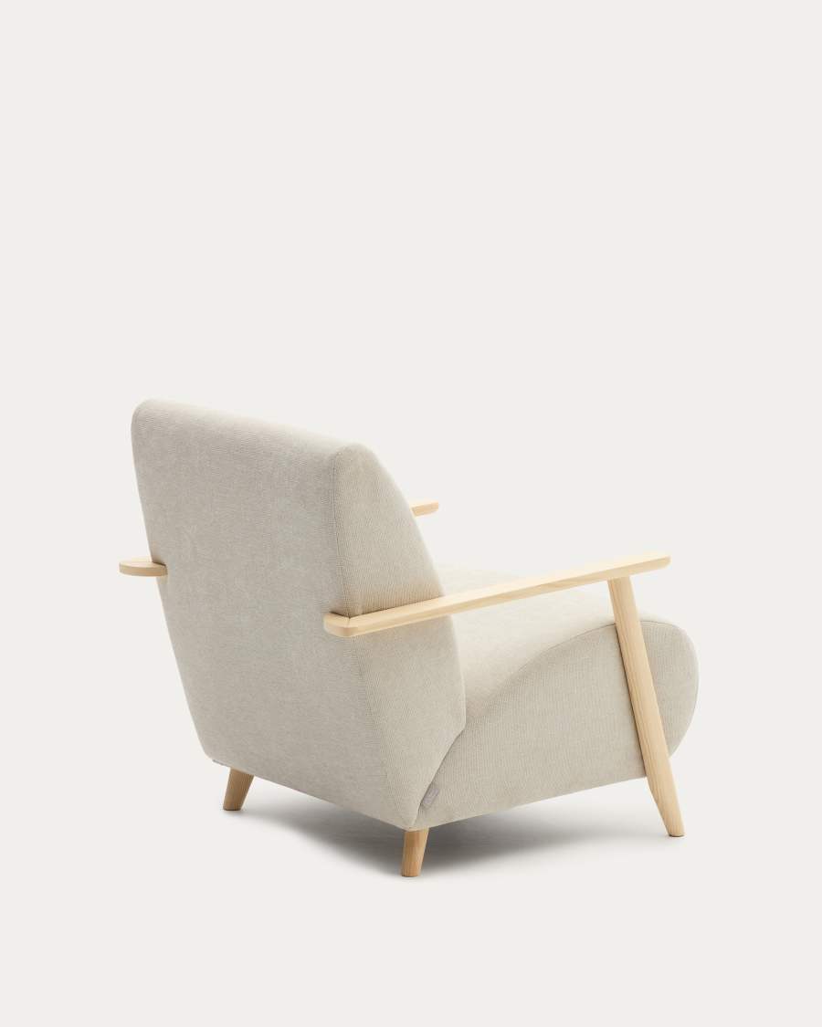 Sessel Japandi Perlen-Chenille Eschenholz Nussbraun
