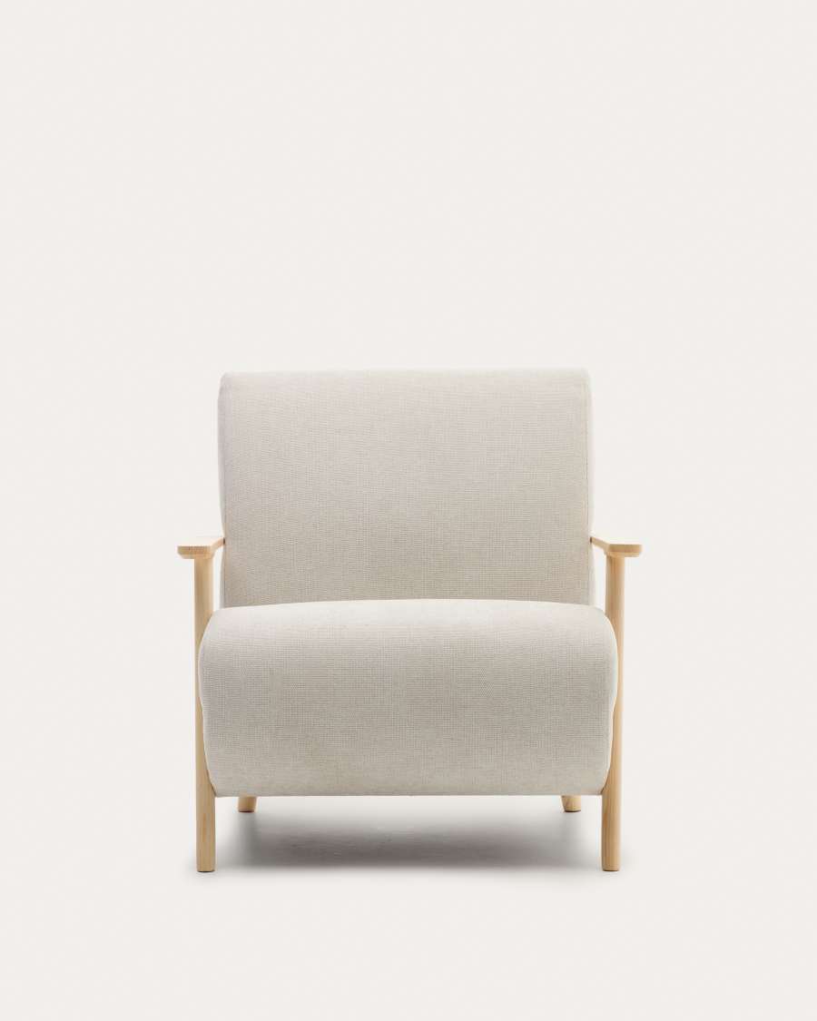 Sessel Japandi Perlen-Chenille Eschenholz Nussbraun
