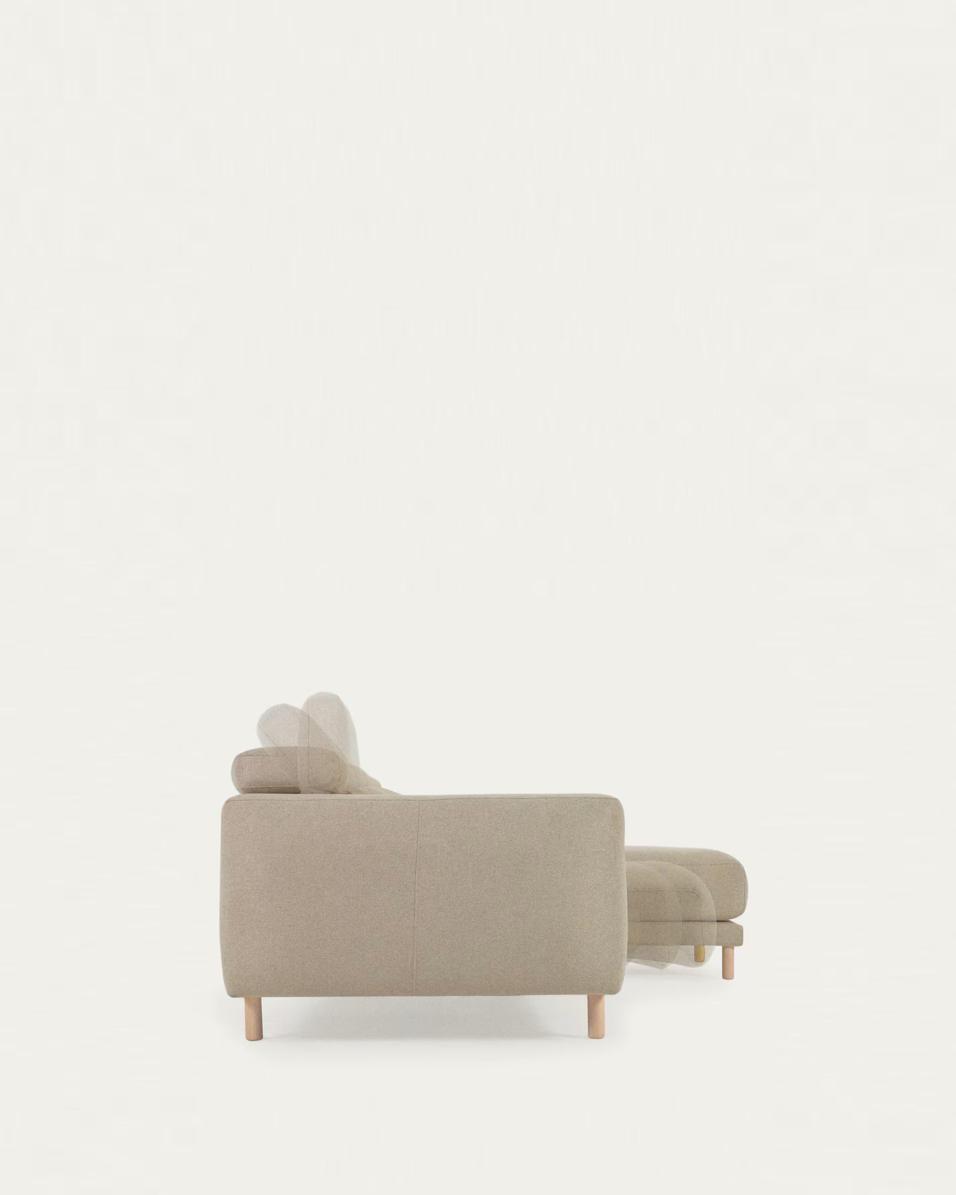 Japandi Sofa mit Récamiere Rechts Beige