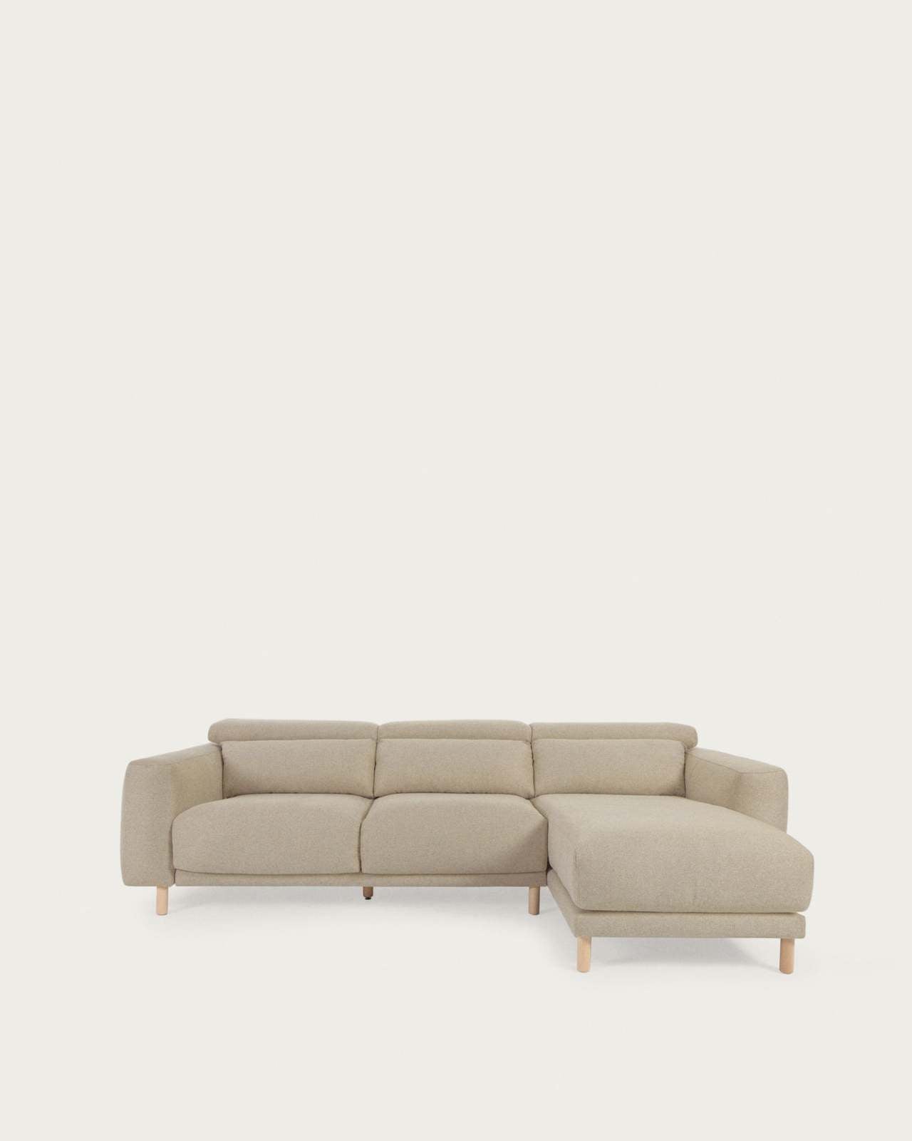 Japandi Sofa mit Récamiere Rechts Beige