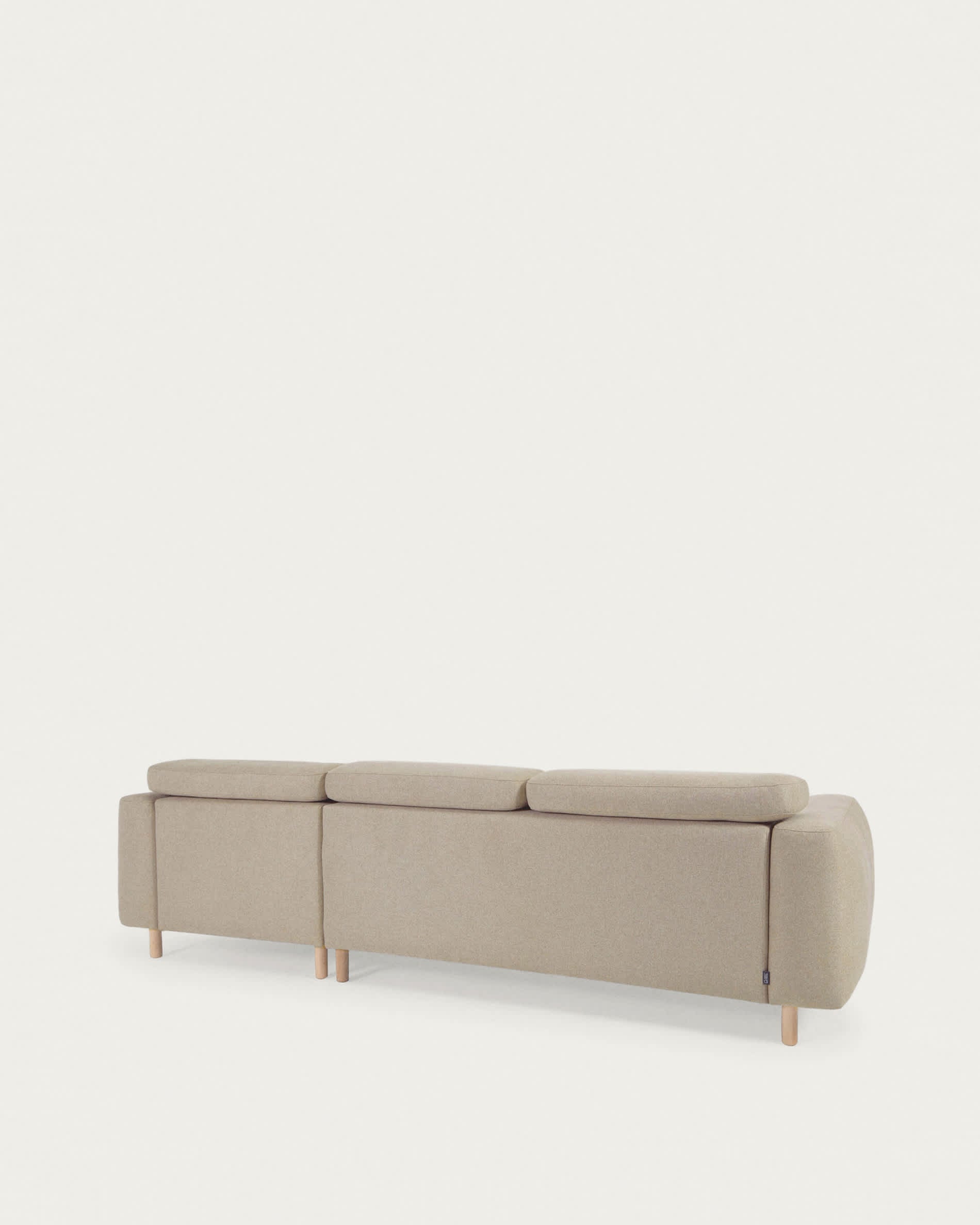 Japandi Sofa mit Récamiere Rechts Beige
