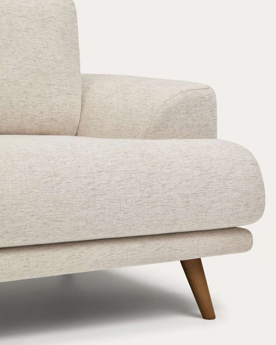 Japandi Sofa Beige Chenille Buchenholz Walnuss