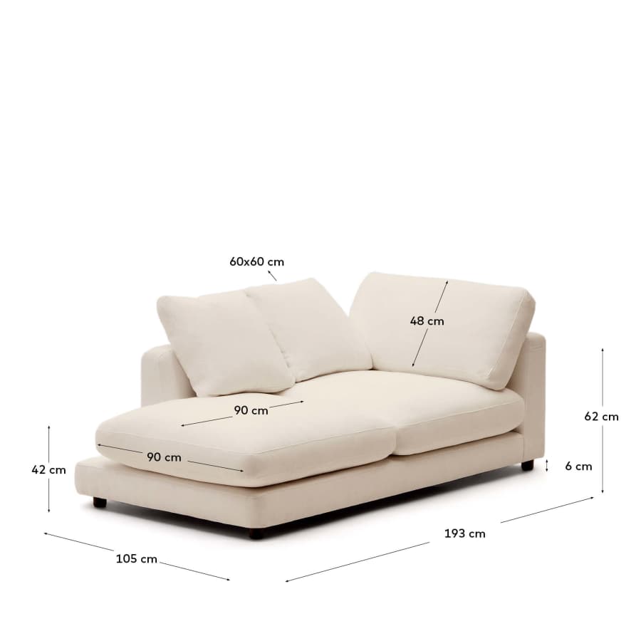Chaiselongue Japandi Beige Chenille Links