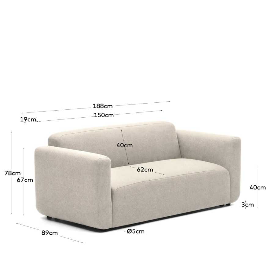 Modulares Japandi Sofa Beige 2-Sitzer
