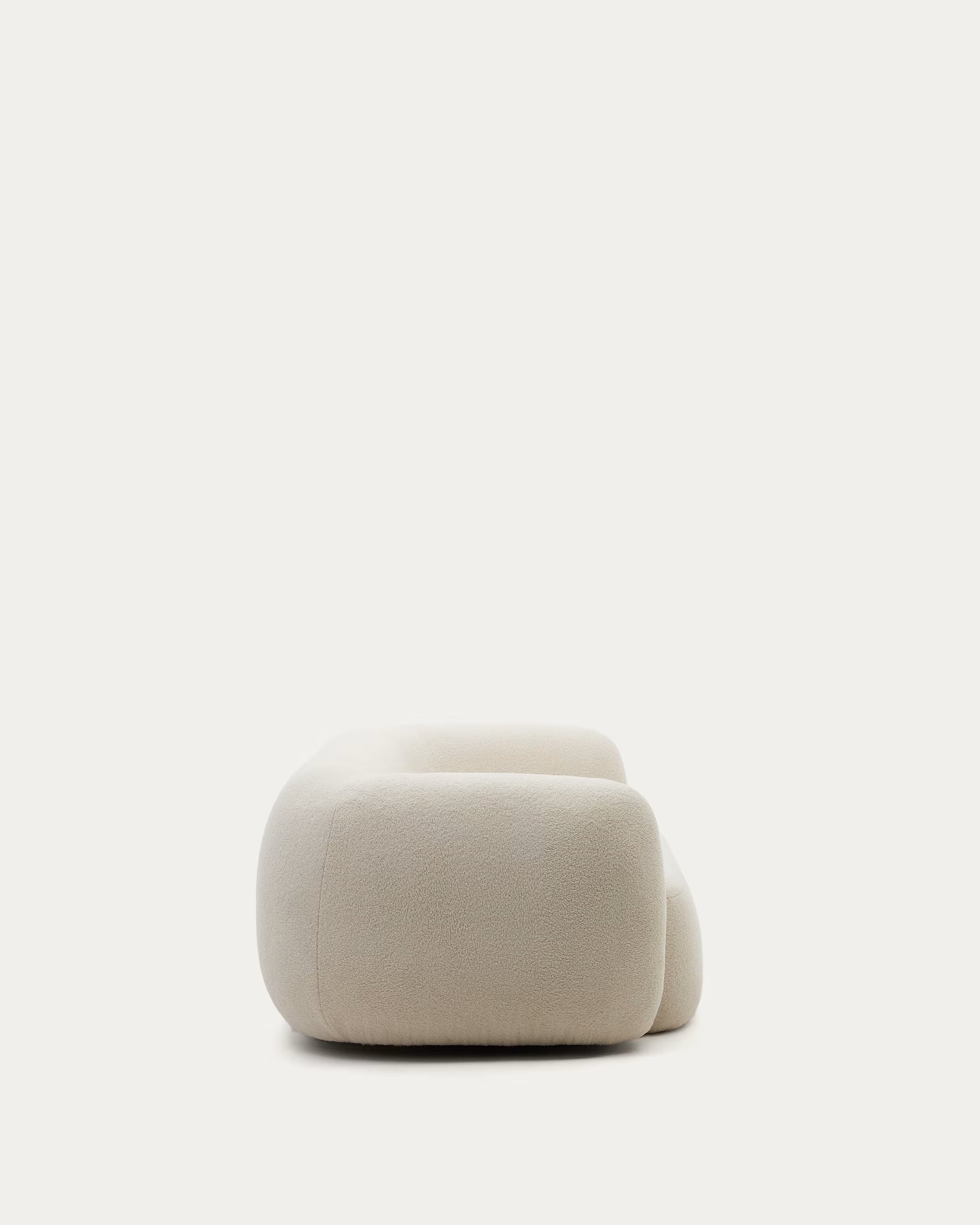 Sofa Japandi Ecru Lammfelloptik 3-Sitzer