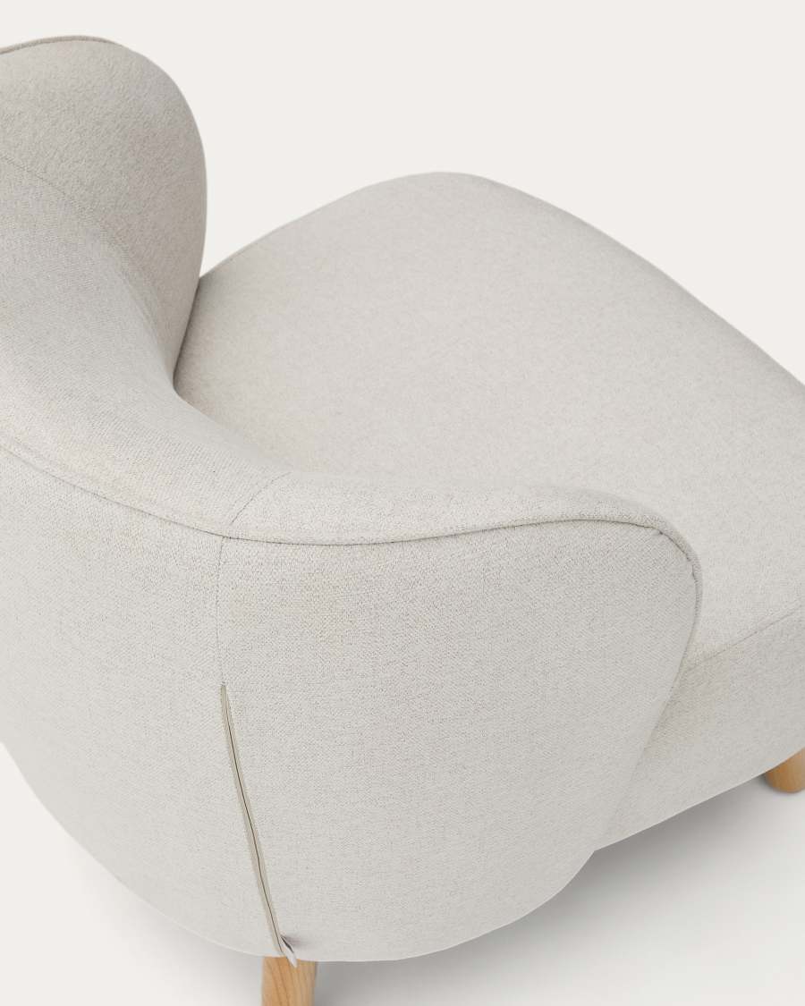 Sessel Japandi Beige Chenille Buchenholz Natur