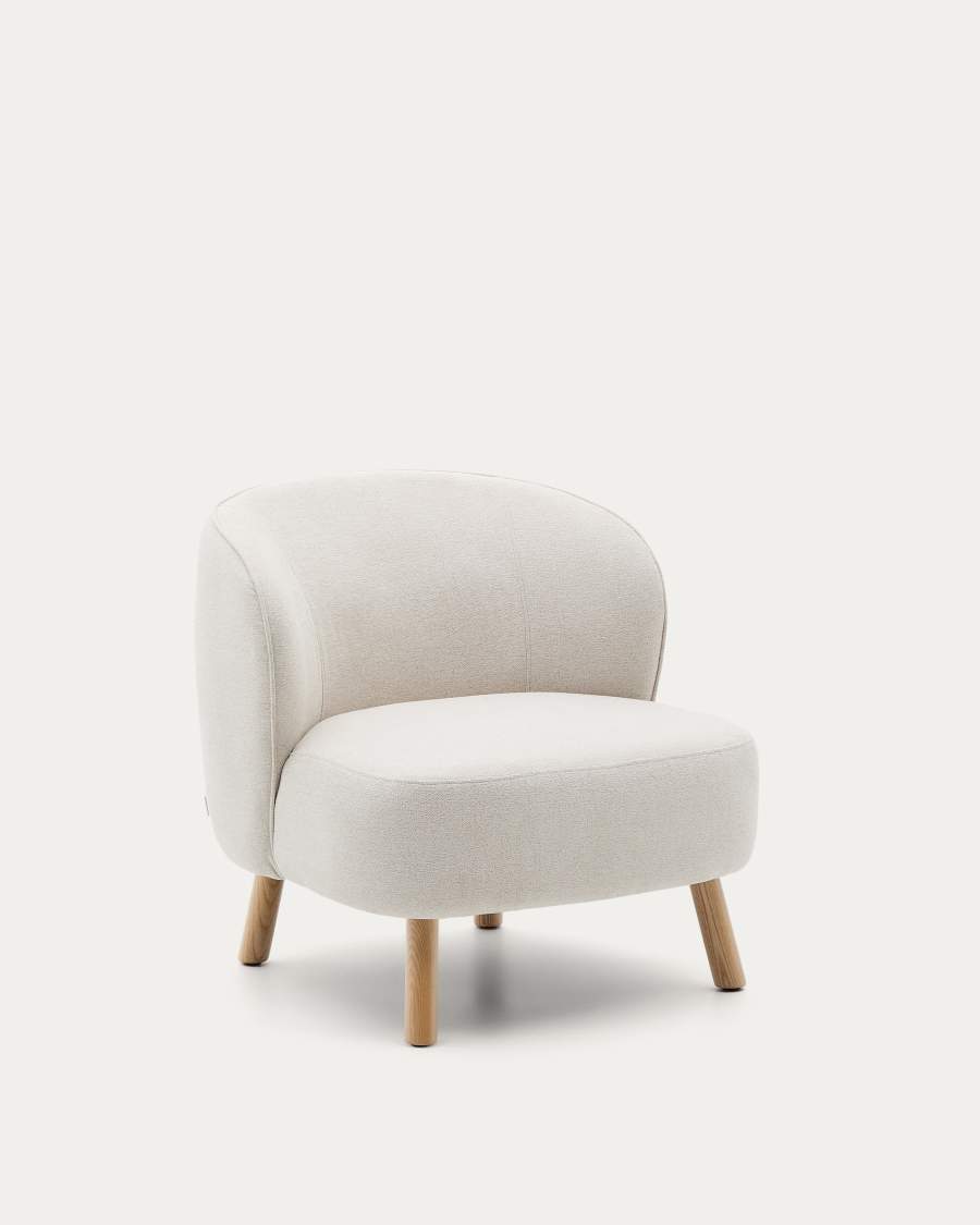 Sessel Japandi Beige Chenille Buchenholz Natur