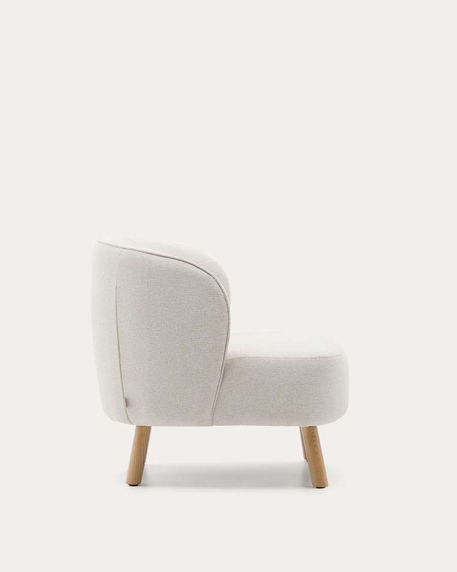 Sessel Japandi Beige Chenille Buchenholz Natur