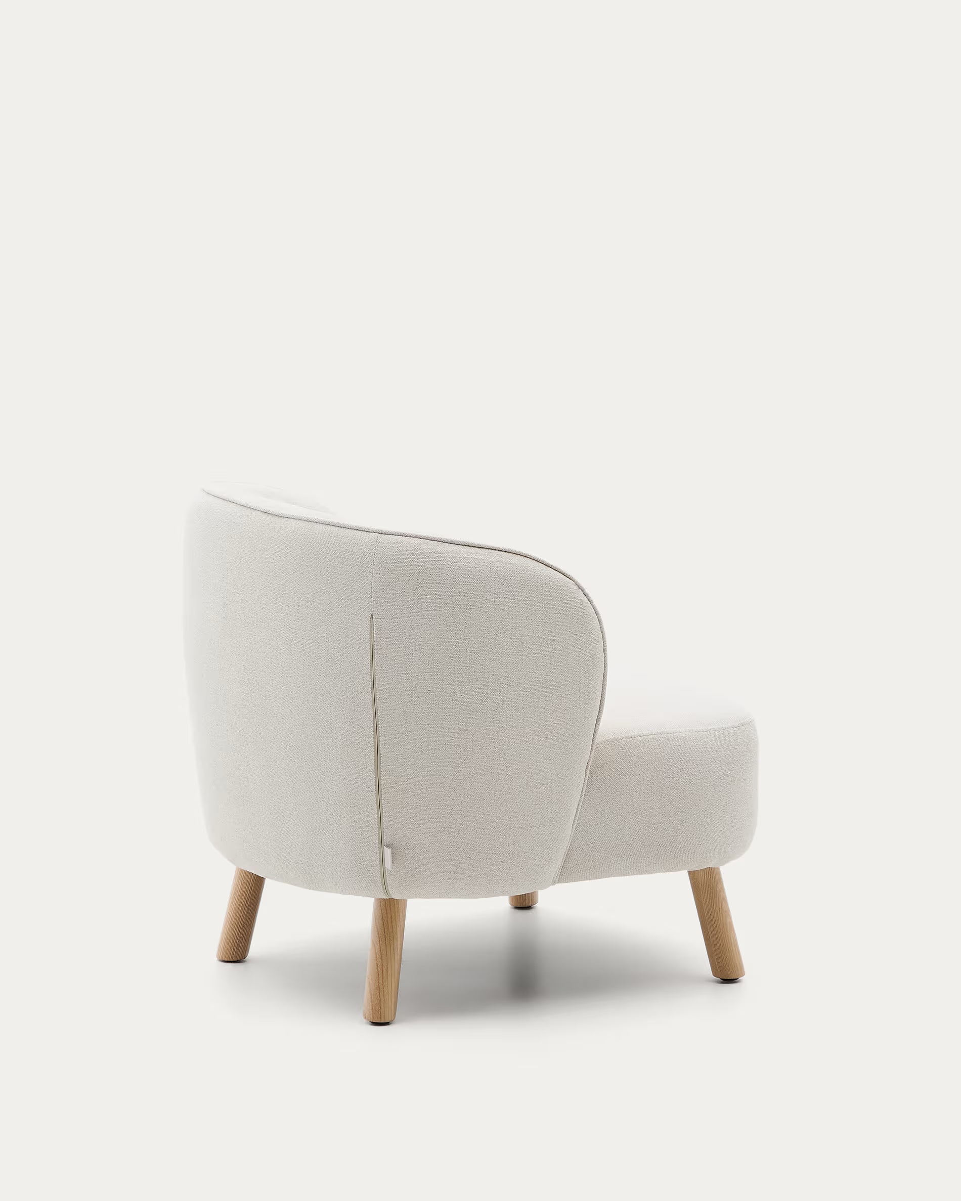 Sessel Japandi Beige Chenille Buchenholz Natur