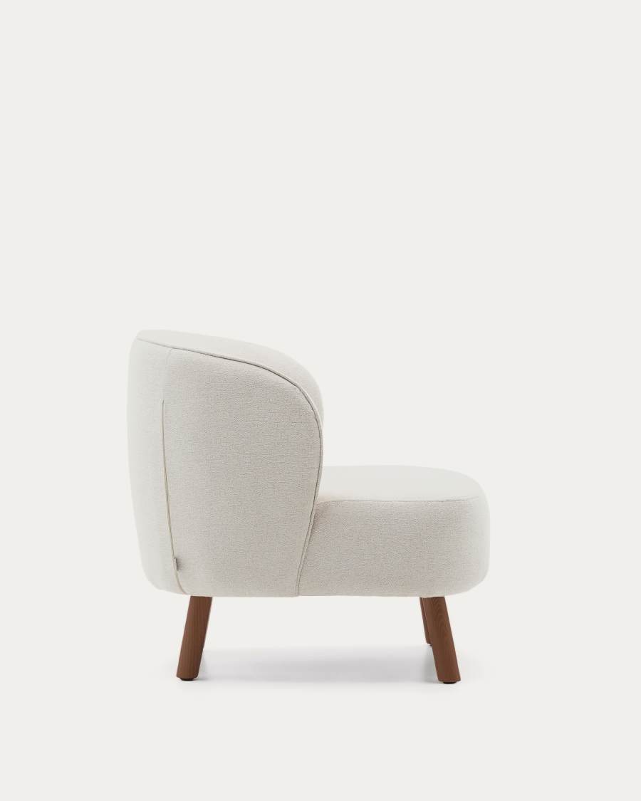 Sessel Japandi Beige Chenille Eschenholz Nussbaum