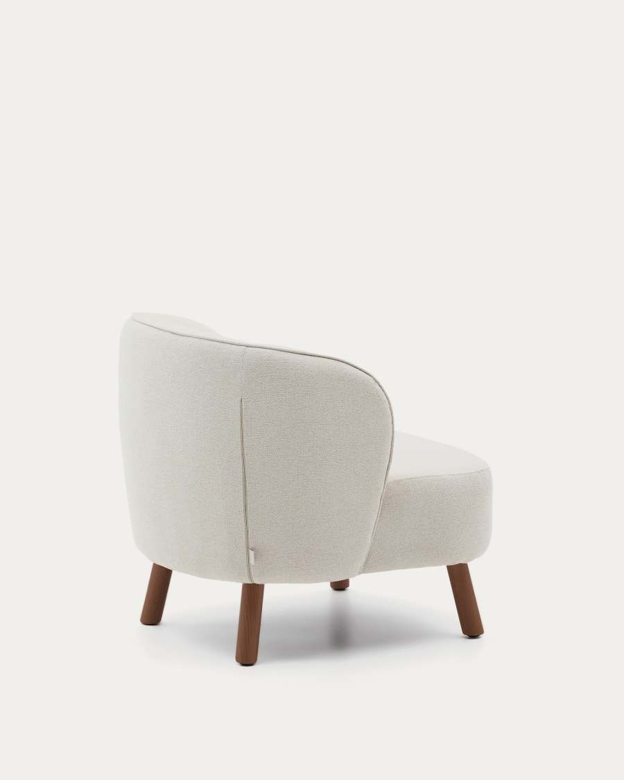 Sessel Japandi Beige Chenille Eschenholz Nussbaum