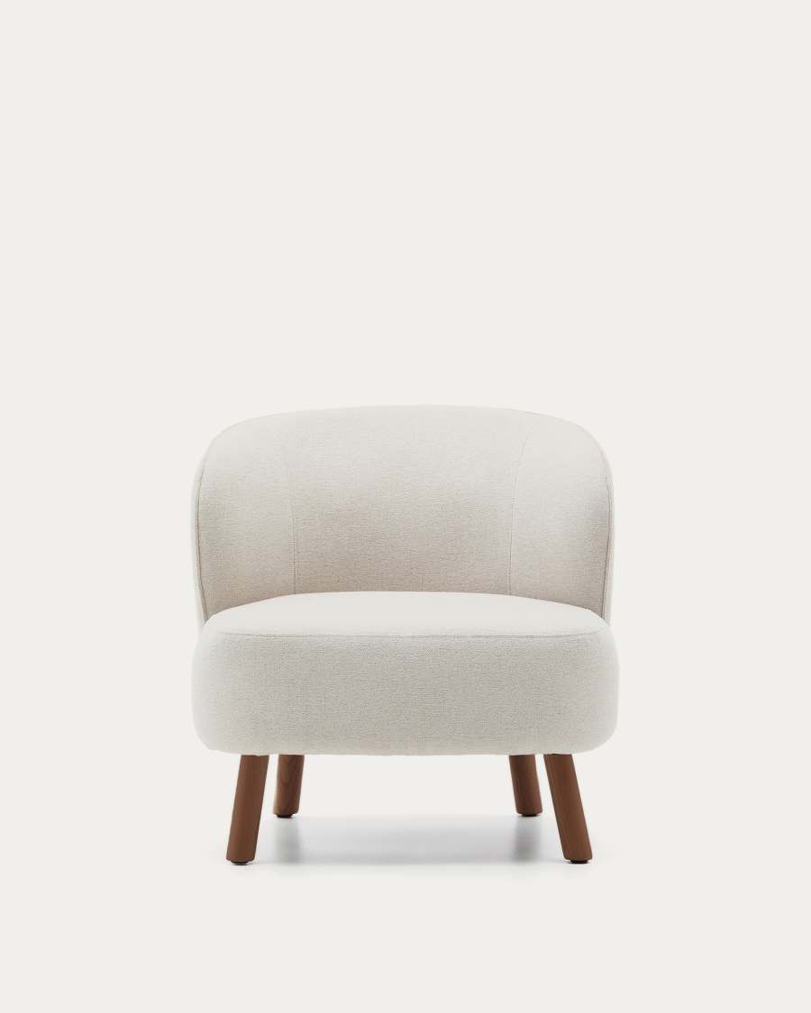 Sessel Japandi Beige Chenille Eschenholz Nussbaum