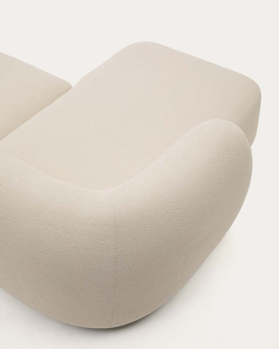 Modulares Japandi Sofa Ecru Chenille mit Chaiselongue Links