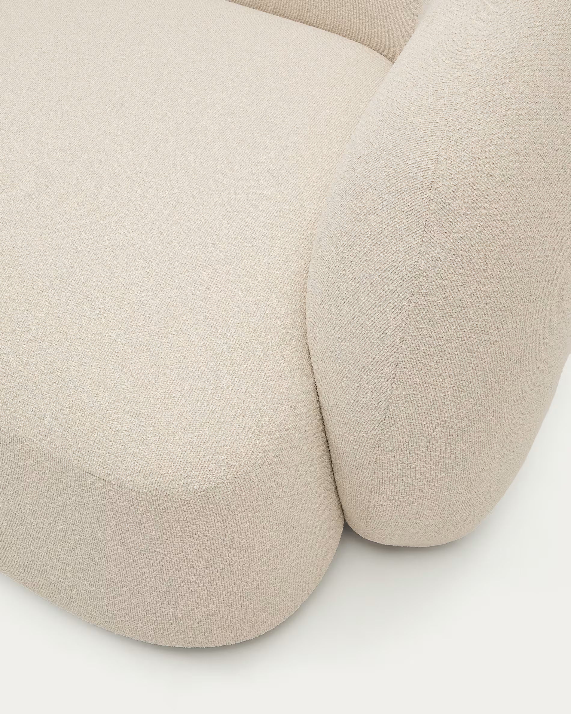 Modulares Japandi Sofa Ecru Chenille mit Chaiselongue Links