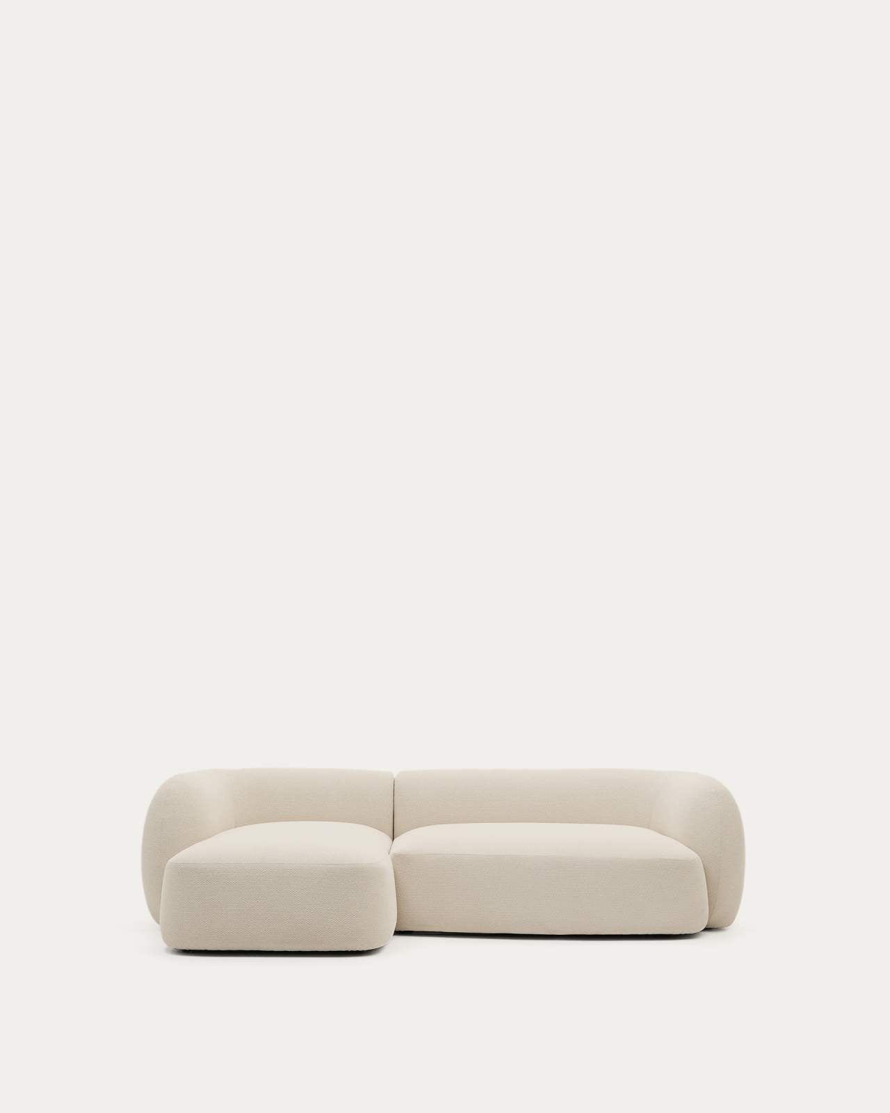 Modulares Japandi Sofa Ecru Chenille mit Chaiselongue Links
