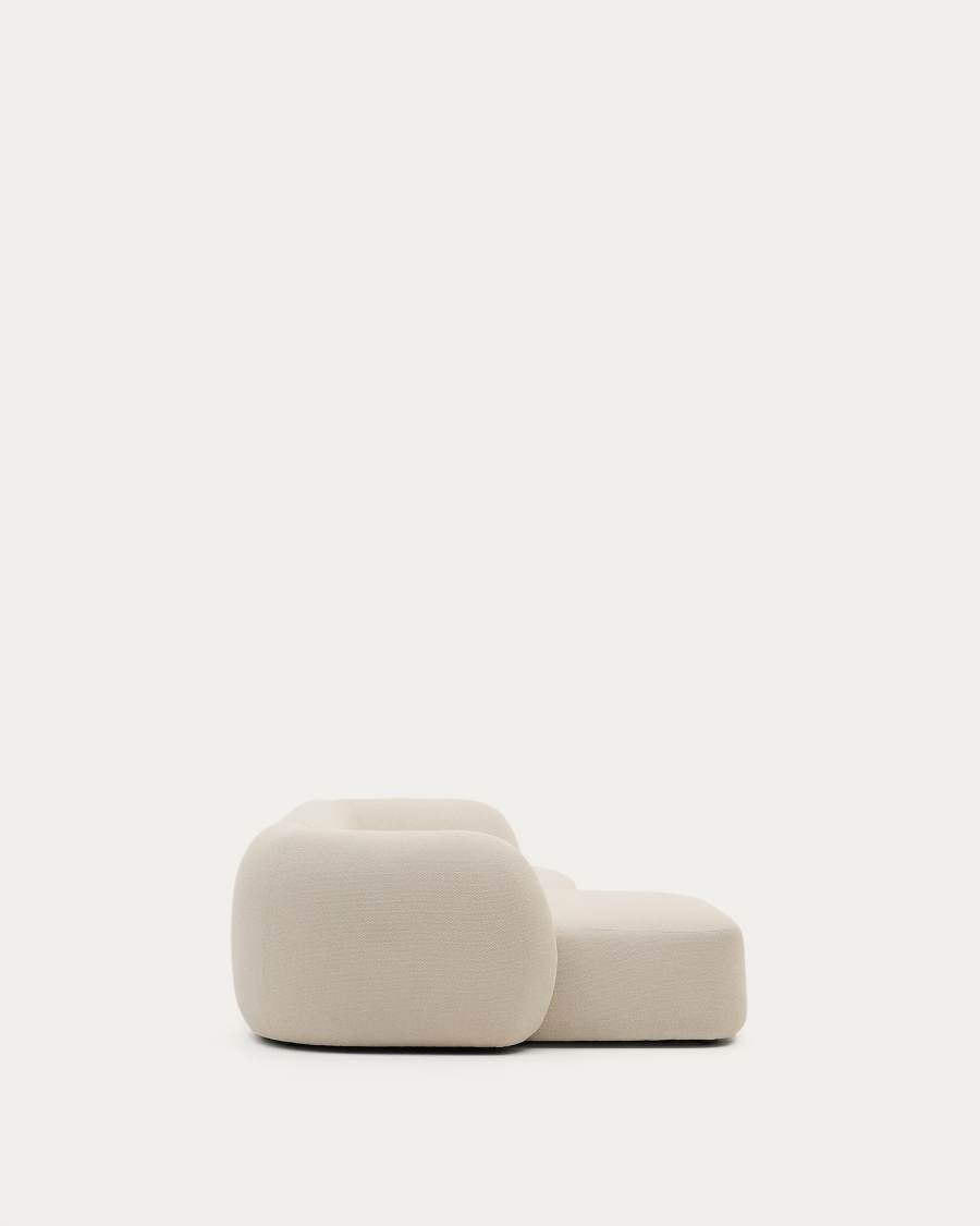 Modulares Japandi Sofa Ecru Chenille mit Chaiselongue Links