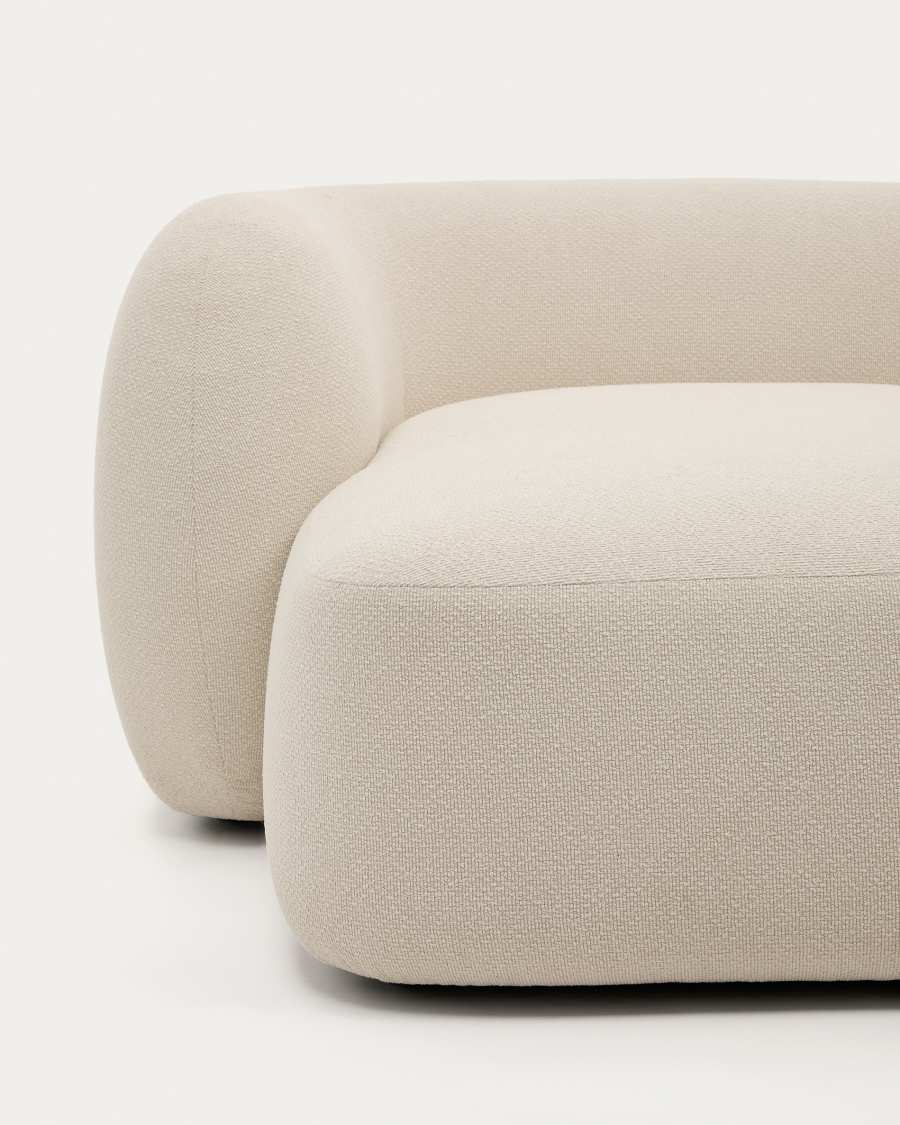 Modulares Japandi-Sofa mit Chaiselongue Rechts, Ecru Chenille