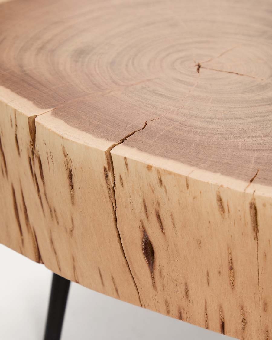Couchtisch Japandi Akazienholz Gebleicht Stahl 49 cm