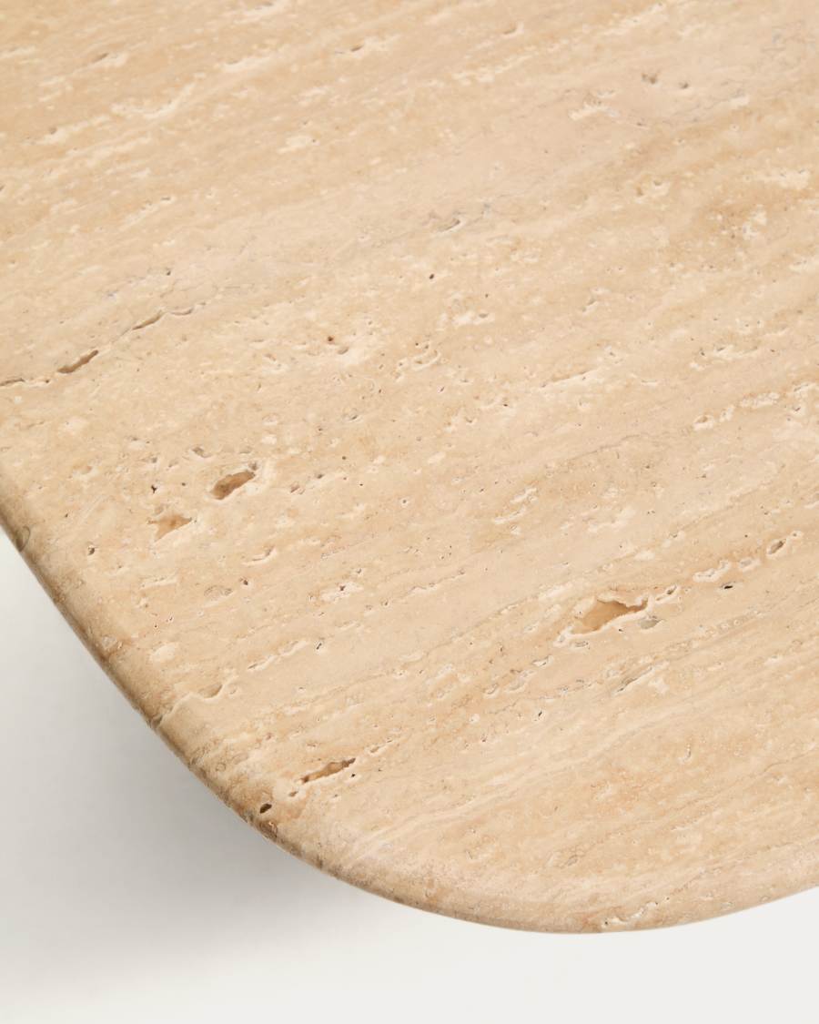 Couchtisch Japandi Travertin Eichenholz 147x65 cm