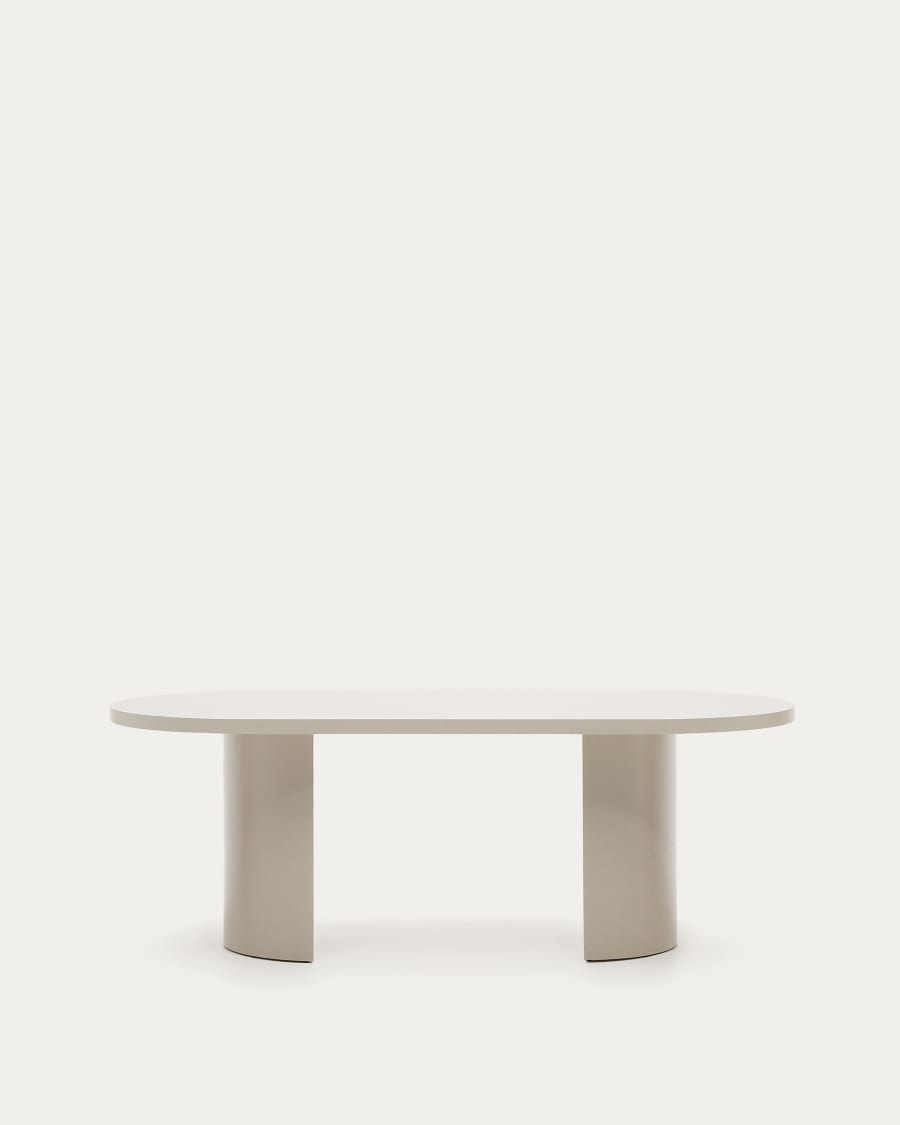 Japandi Tisch aus MDF in Eierschale, 200 x 100 cm