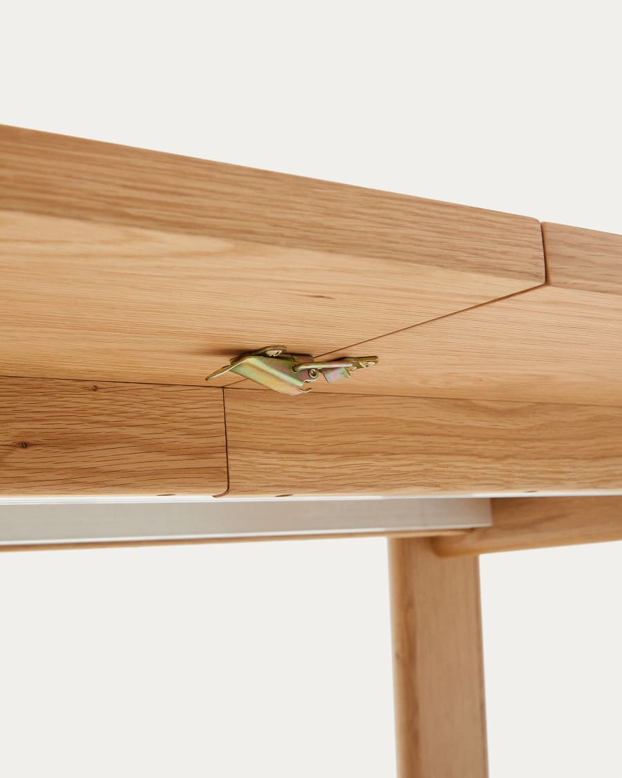 Japandi Esstisch aus hellem Holz, ausziehbar