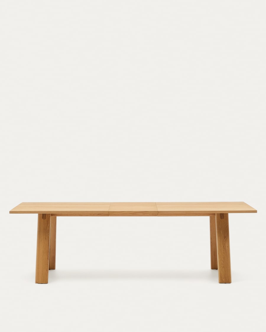 Japandi Esstisch aus hellem Holz, ausziehbar