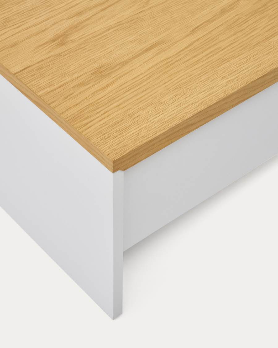 Couchtisch Japandi Eichenfurnier Weiß Höhenverstellbar 110x60 cm