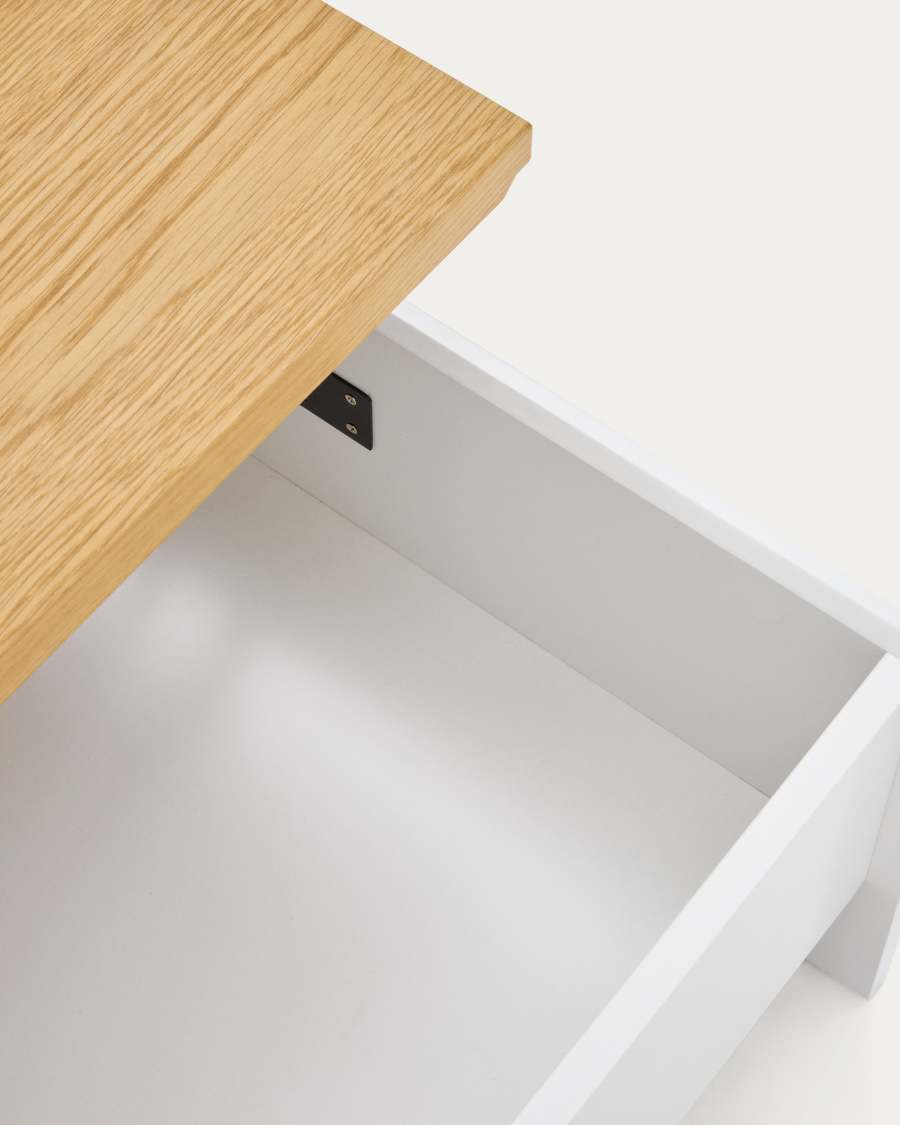 Couchtisch Japandi Eichenfurnier Weiß Höhenverstellbar 110x60 cm