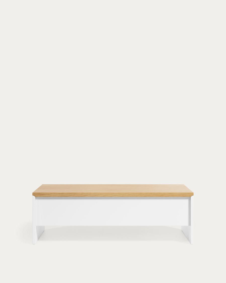 Couchtisch Japandi Eichenfurnier Weiß Höhenverstellbar 110x60 cm