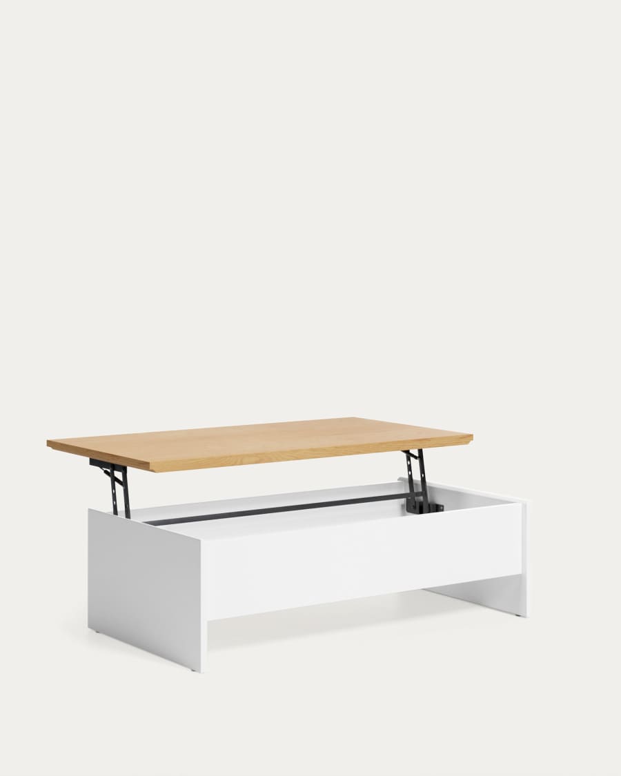 Couchtisch Japandi Eichenfurnier Weiß Höhenverstellbar 110x60 cm