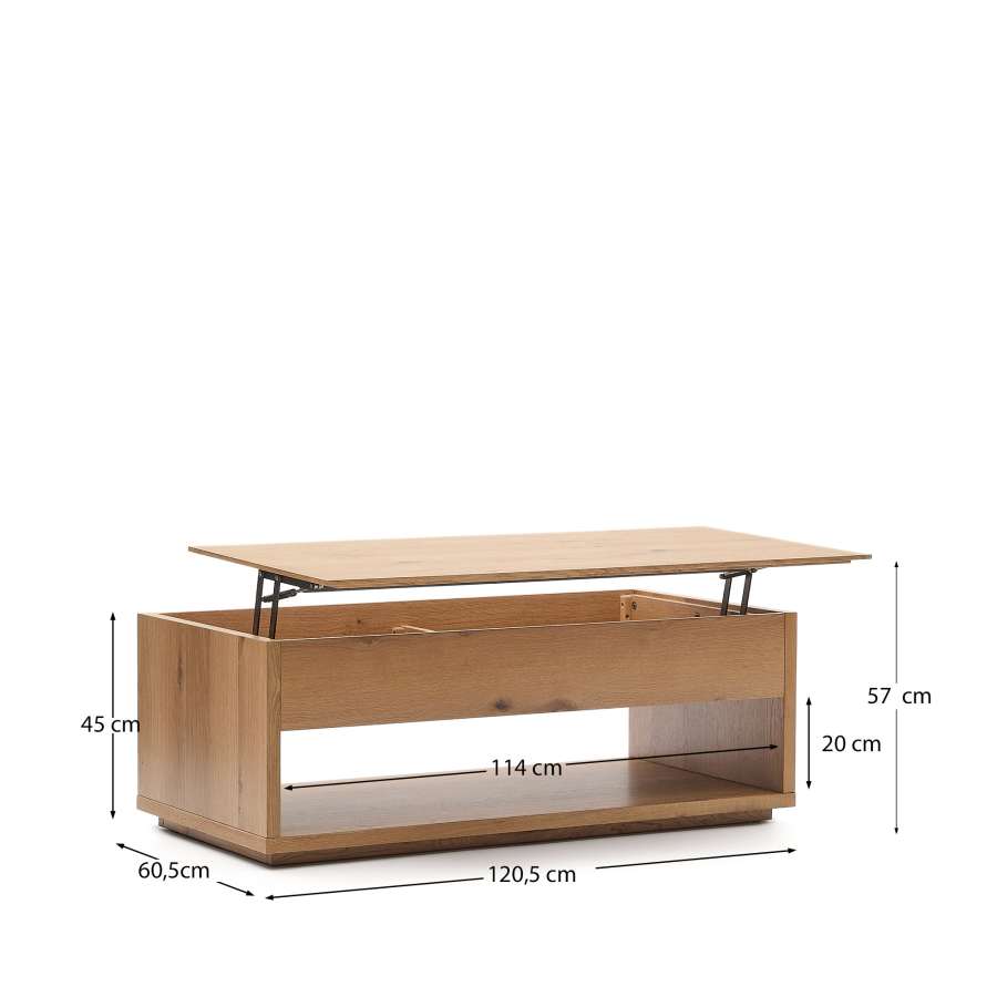 Couchtisch Japandi Eichenfurnier Natur Klappbar 120x60 cm