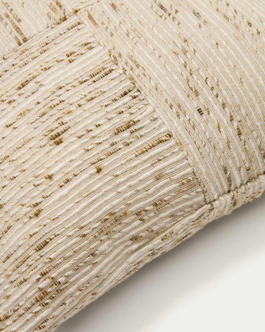 Kissenbezug Japandi Jacquard Beige Grün Kariert 45x45 cm